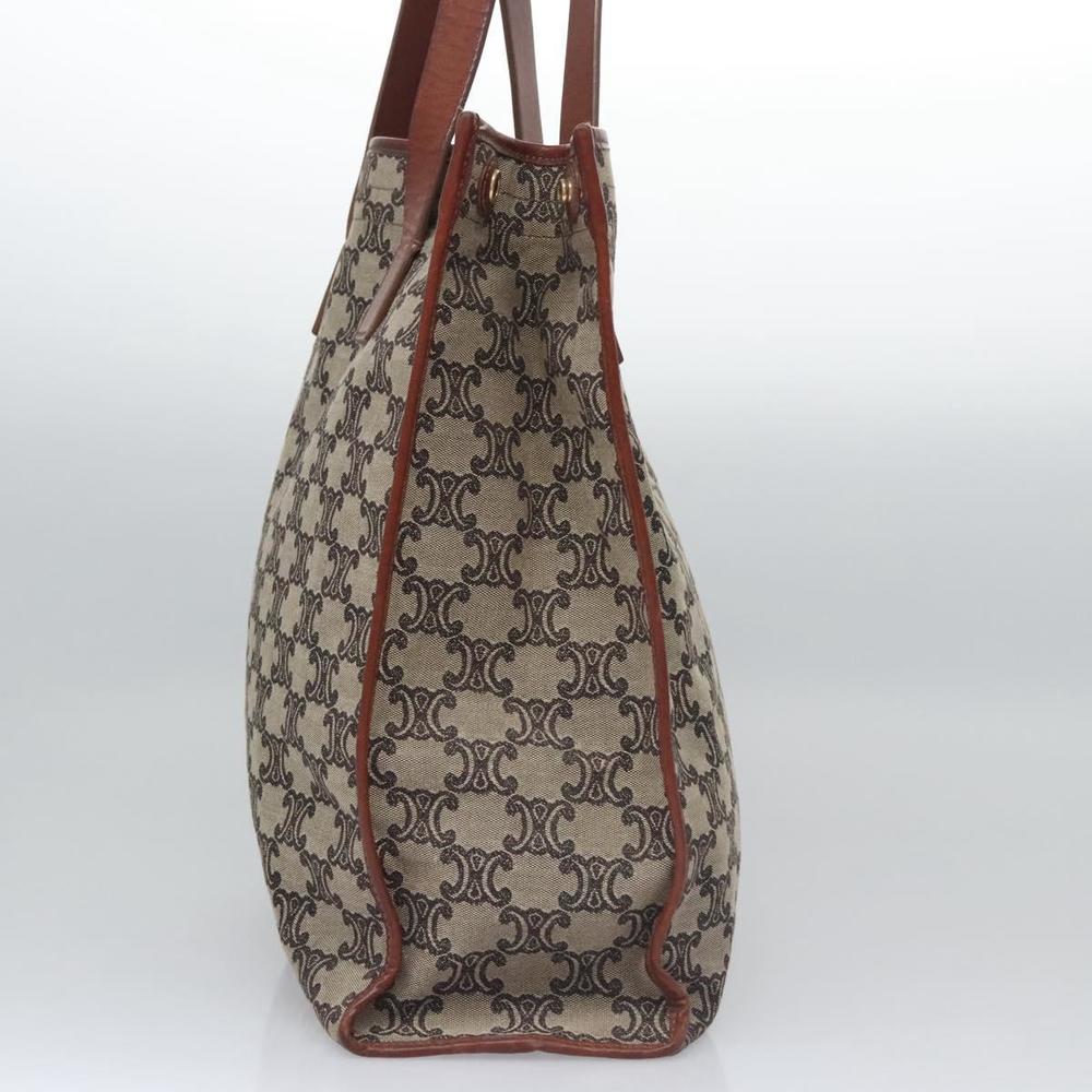 CELINE Paris Macadam Canvas Tote Bag Beige Brown gold Auth bs23078 - Picture 3 of 16